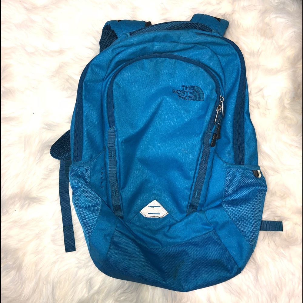 gently used blue North Face vault backpack